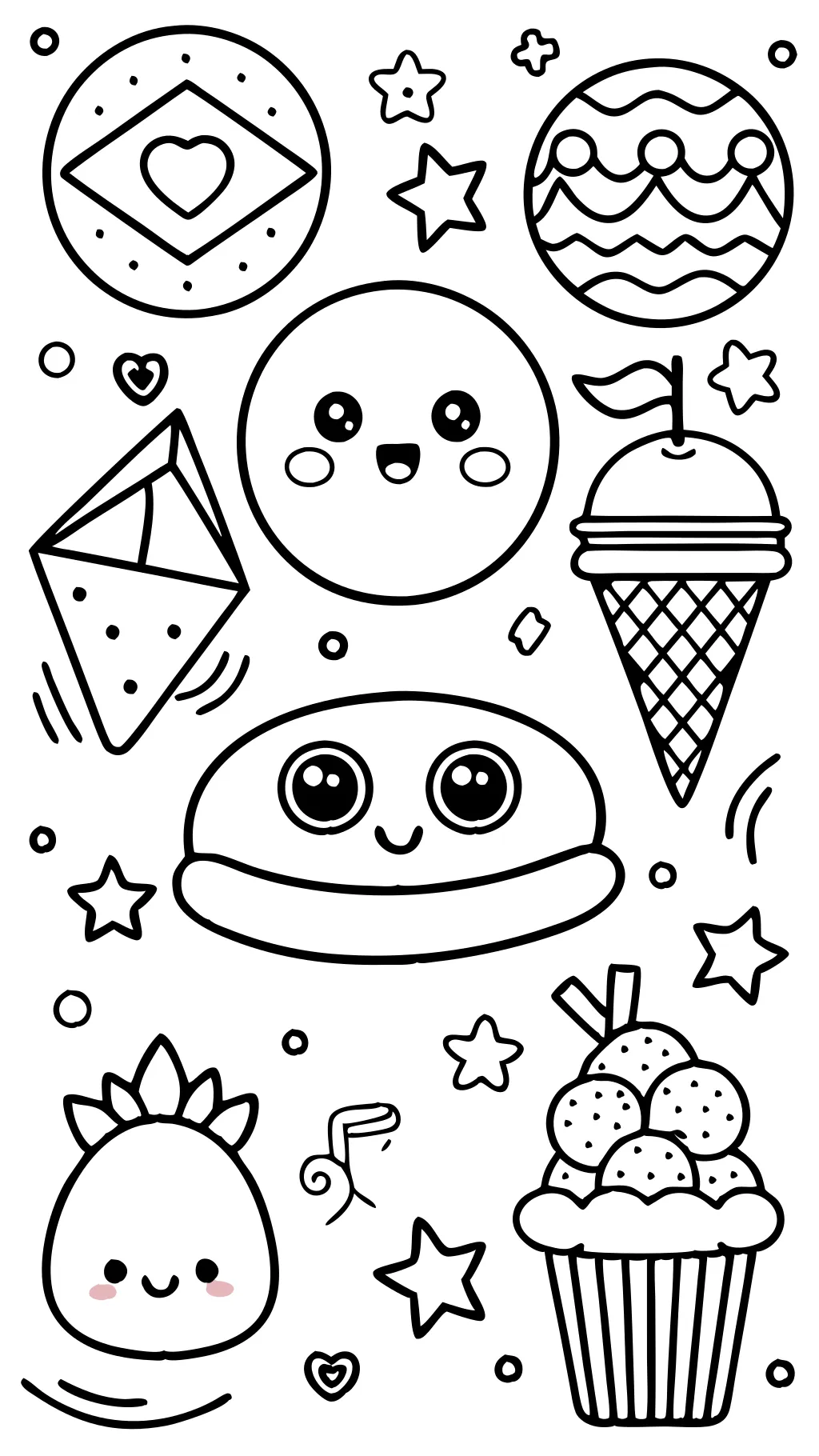 comida chatarra kawaii comida para colorear